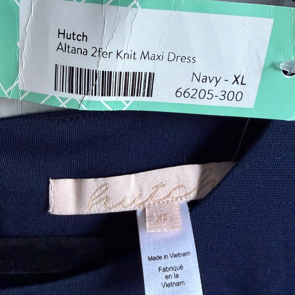 NWT Hutch Women's XL Altana 2fer Knit High Low Maxi Dress Navy White Coral Reef - Picture 7 of 10